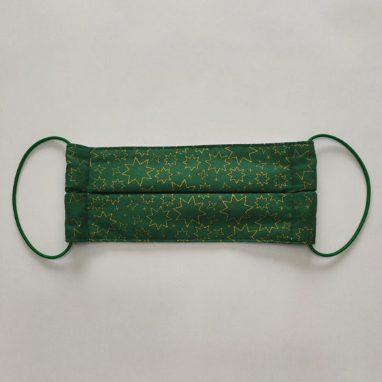 Masque de forme chirurgicale (étoiles dorées sur fond vert)