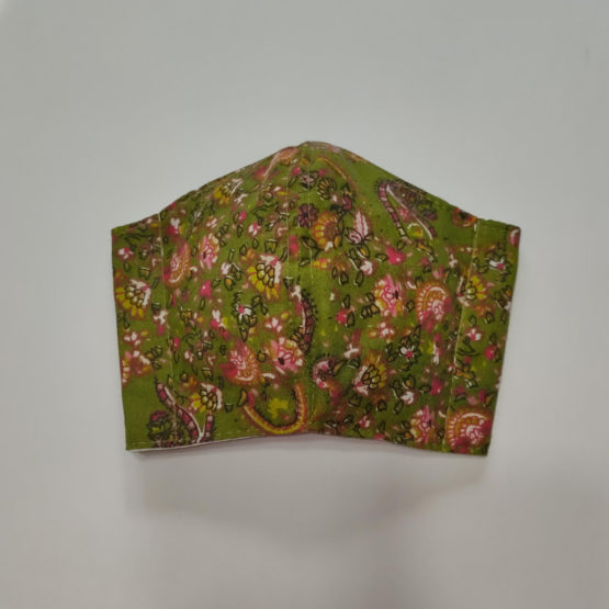 Masque ergonomique (imprimé bandana kaki, fuchsia, noir)