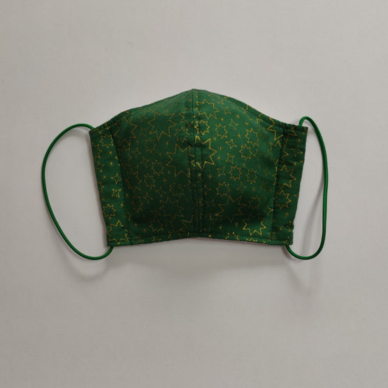 Masque ergonomique (étoiles dorées sur fond vert)