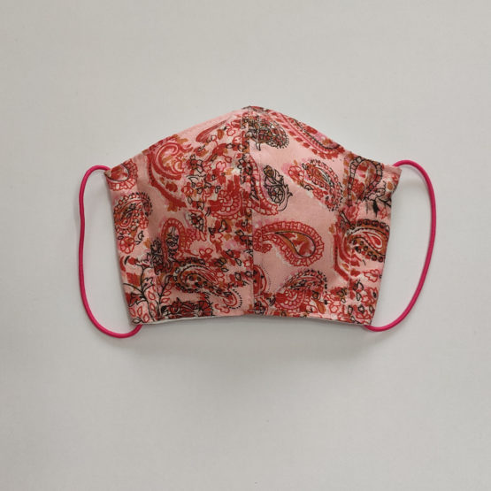Masque ergonomique (imprimé bandana rose, fuchsia, noir)